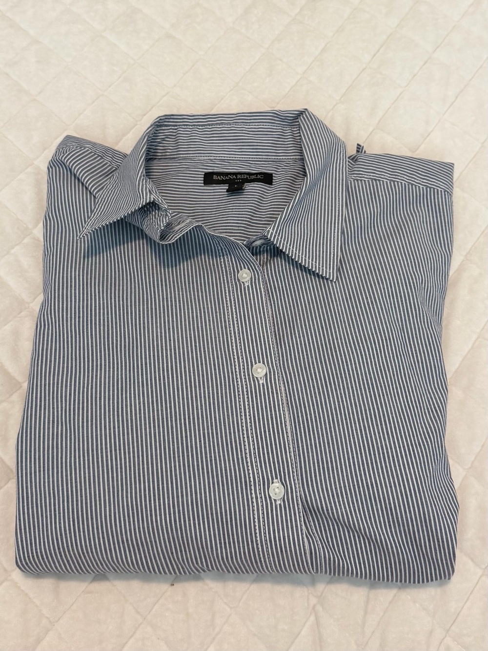 Banana Republic Blue and White Stripe Button-Down Shirt